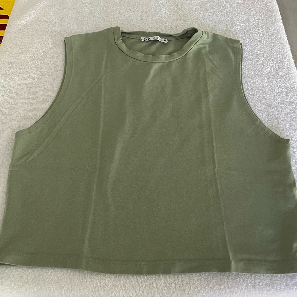 Zara Khaki Green Muscle Tee